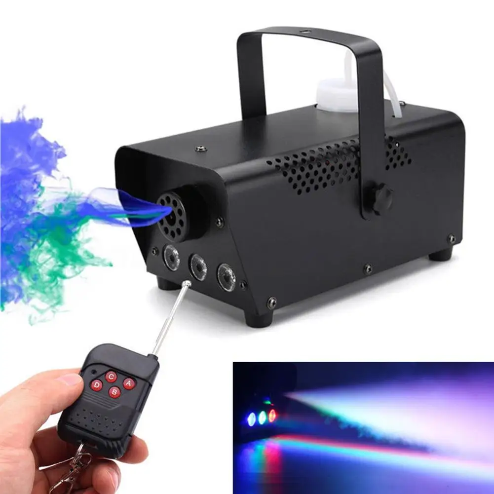 

3 LED Smoke Fog Machine Hangable Remote Control Smoke Fog Sprayer With Large Capacity Fuel Tank For Stage KTV Bars Parties