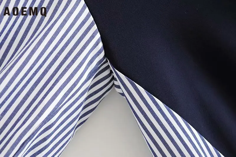 AOEMQ модные платья пэчворк синий/черный креативное английское платье в полоску