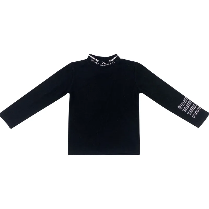 

WLG Boys Girls T Shirts Kids Clothes Autumn Beige Green Black Letter Printed Turtleneck Tops Baby Casual All Match T Shirt