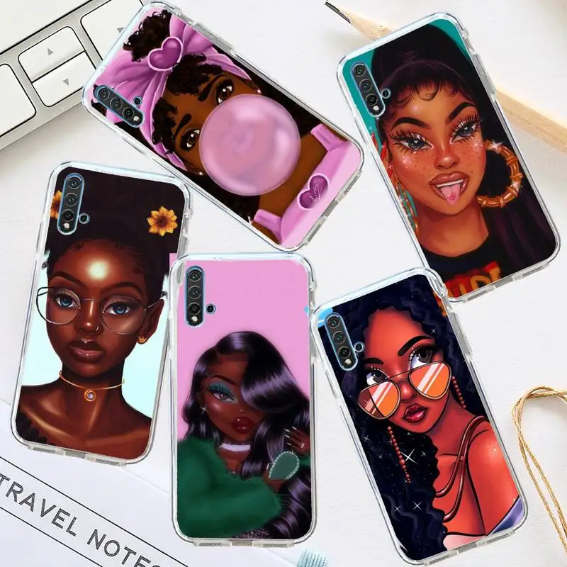 

Dirty braids black girl african art Phone Case Transparent for Huawei honor P mate 40 20 30 10 50 i 9 x mate pro lite 8a