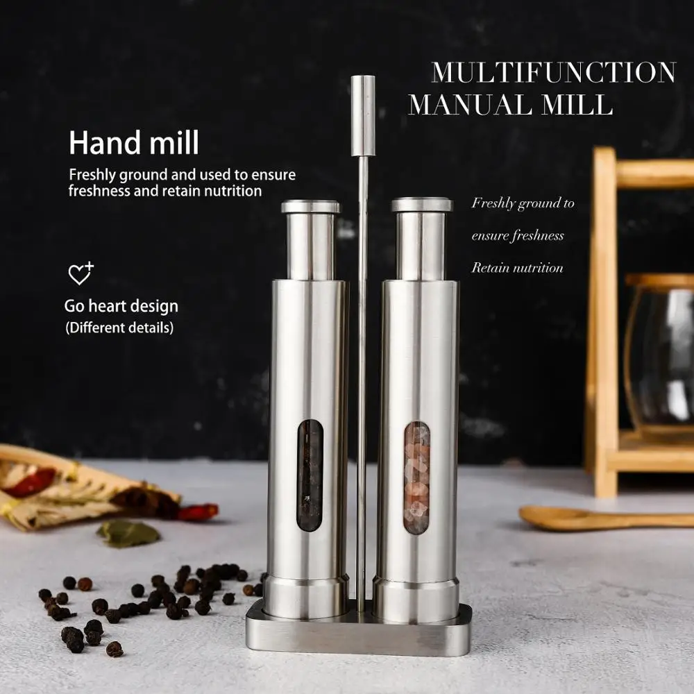 Manual Pepper Mill Salt Shakers Thumb Push One-handed Grinder Stainless Steel Spice Sauce Grinders Stick Kitchen Tools | Дом и сад