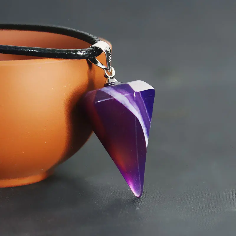 Мужские и женские цепочки из натуральной кожи ожерелье с кулоном конического