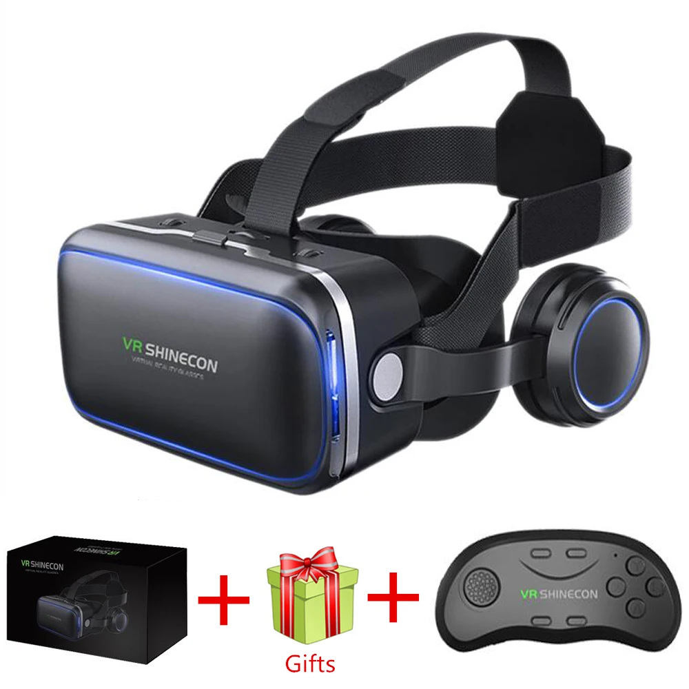 VR shinecon 6.0 гарнитура Версия Очки виртуальной реальности 3D очки гарнитура шлемы смартфонов полный пакет+ геймпад - Цвет: Bundle 5