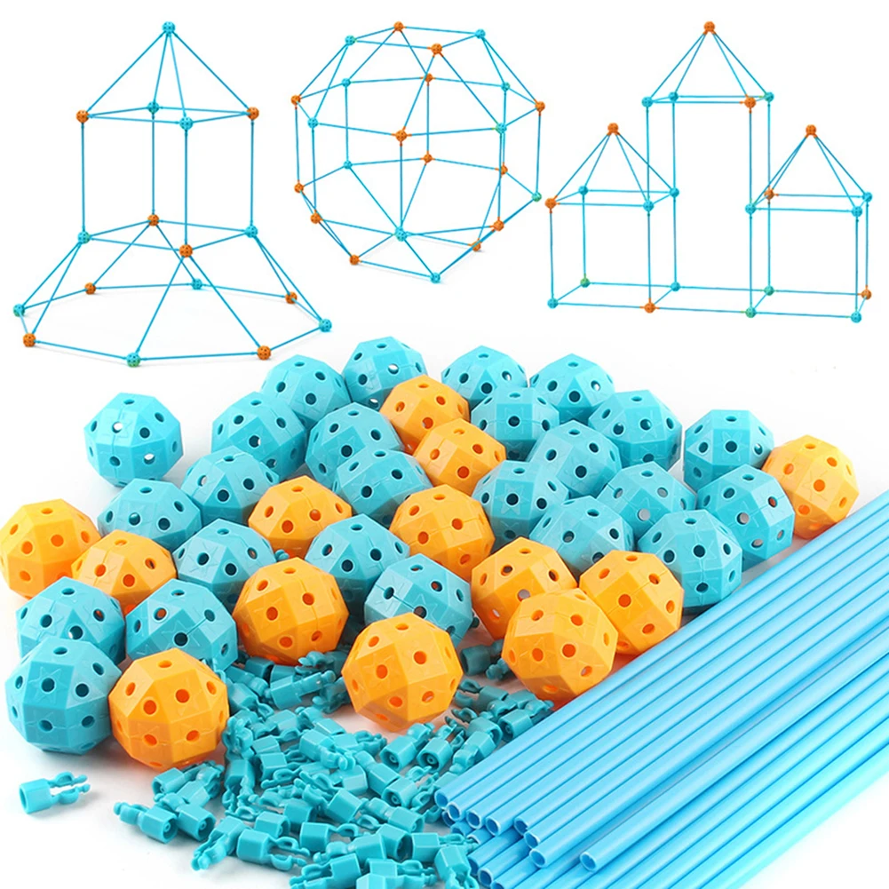 

85Pcs Castles Tunnels Tents Play House Children Creative Play House Sticks Fort-Kit Puzzle Game 3D Game Tent for Kids Gift