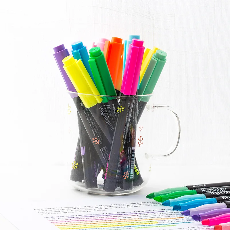

4/6pcs Monami 601 Adding Super Highlighter Pen Set 1-4mm Pastel / Bright Color Marker Spot Liner Drawing Office School A6089