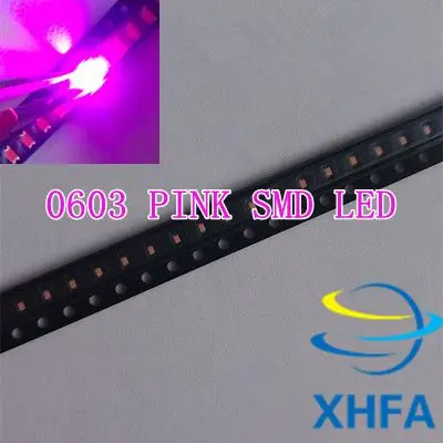 200 шт. SMD чип 0603 (1608) светодиодный диодный розовый SMT шарик 20 мА лампа Чип светильник