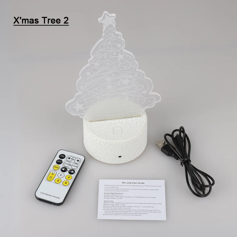 3D Lamp Acrylic 7 Colorful LED Night Light USB Touch Sensor Remote Control Children Cute Bedroom Christmas Tree | Лампы и освещение