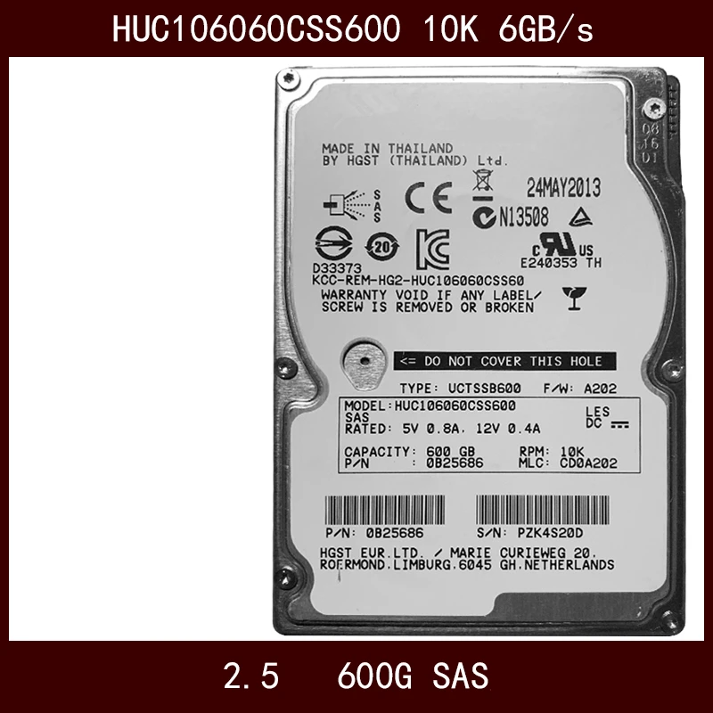 Новый оригинальный HDD для Hgst 600 ГБ 2,5 дюйма SAS 6 ГБ/сек. 64 Мб 10000 об/мин для внутреннего жесткого диска для сервера, жесткого диска для HUC106060CSS600