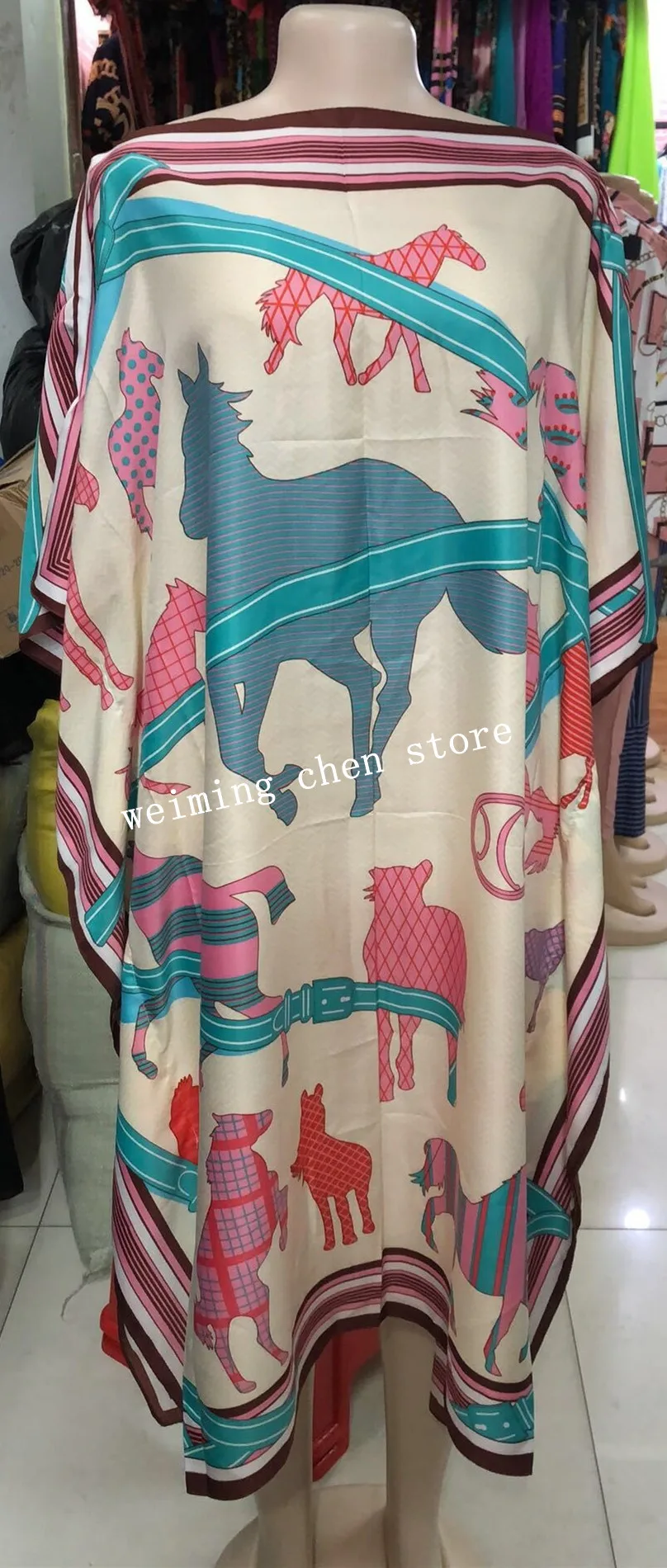 3 цвета (длина платья 102 см бюст: 136 см) Новое шелковое платье с Африканским принтом