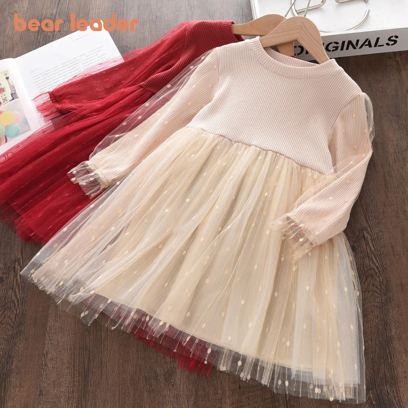 

Bear Leader Girls Fashion Dress New Summer Party Rainbow Colorful Costumes Kids Sweet Outfits Baby Vestidos Children Clothing