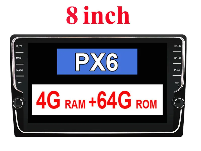 8inch 1 Din 10 ''PX6 Универсальный Android 9,0 4 ГБ ОЗУ+ 64 г автомобильный Радио Стерео gps навигация WiFi 1024*600 сенсорный экран 1din автомобильный ПК - Цвет: 8inch