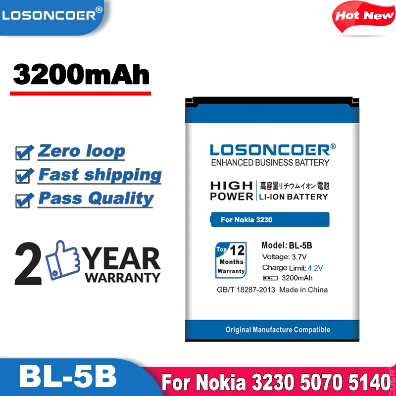 Аккумулятор для телефона 3200 мАч NOKIA 5300 5320 7360 6120ci 3220 3230 5070 5500 6020 6021 N80 N83 6120 7260 5140|nokia
