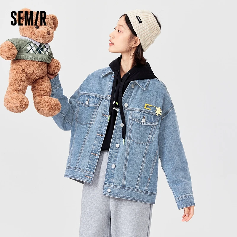 

Куртка SEMIR женская джинсовая стеганая, толстая свободная из денима, милая и крутая, Осень-зима 2021