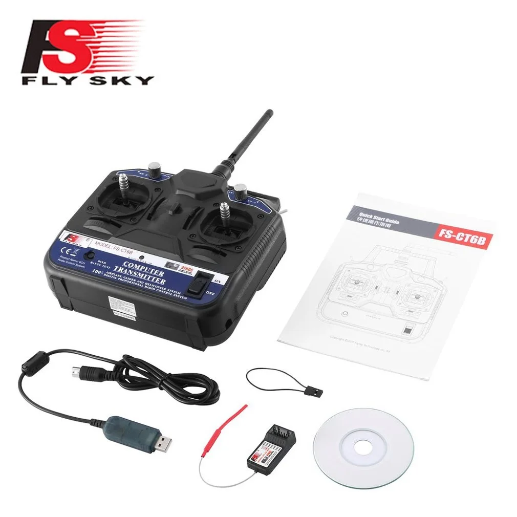 

FlySky FS-CT6B+R6B 6CH Remote Control With Receiver Fine Workmanship GFSK Modulation Type AFHDS 6 Channels
