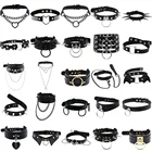 Готическое ожерелье egirl в стиле Харадзюку и панк для женщин, сексуальное ожерелье из искусственной кожи, чокер с сердечками и шипами, очаровательные цепочки, ожерелье, ювелирные изделия