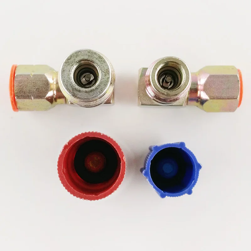

10sets of 2pcs 90 Degrees A/C Service Charging Port Adapters High/Low Voltage Retrofits R12 Port to R134a Auto AC Quick couplers