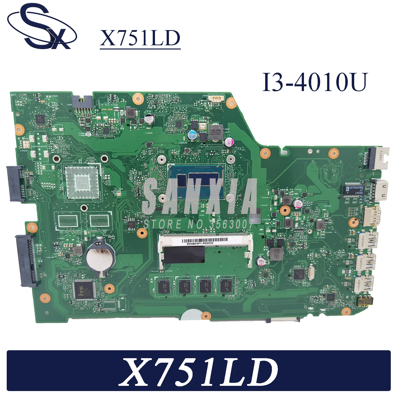 KEFU X751LD Laptop motherboard for ASUS X751LA X751LAB original mainboard 4GB-RAM I3-4010U LVDS/EDP