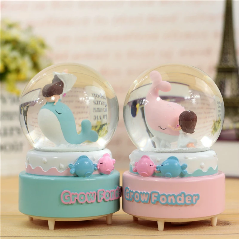 Дельфин Любовь Кристалл снежные глобусы стекло музыкальная шкатулка снежный шар