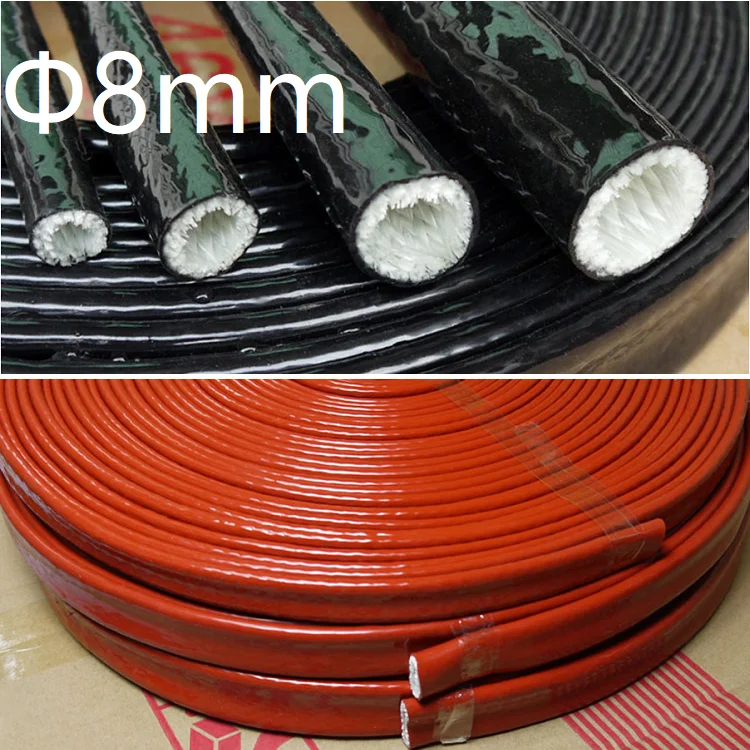 

Thickening Fire Proof Tube ID 8mm Silicone Fiberglass Cable Sleeve High Temperature Oil Resistant Insulated Wire Protect Pipe