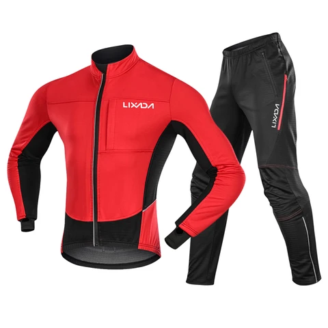 Lixada мужской зимний комплект одежды для велоспорта, водонепроницаемая ветрозащитная теплая флисовая куртка для езды на велосипеде и штаны, спортивная одежда для велоспорта