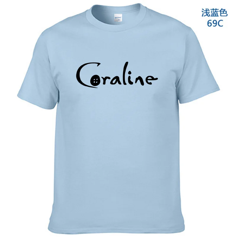 Новинка 2020 Мужская хлопковая футболка с принтом CORALINE Повседневная забавная для