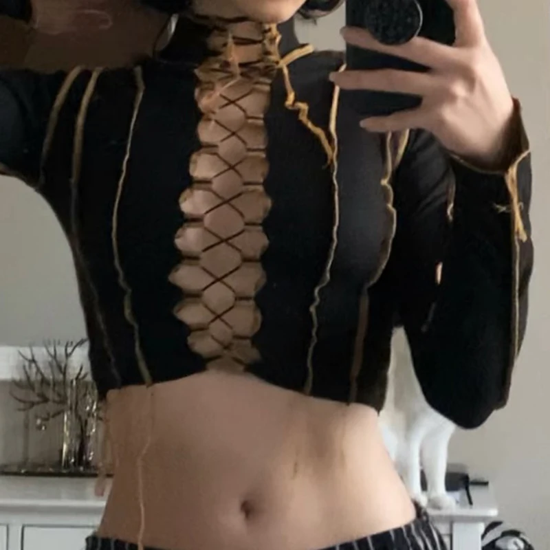 Simenual ребристые Лоскутные Женские топы с завязками спереди модные сексуальные на