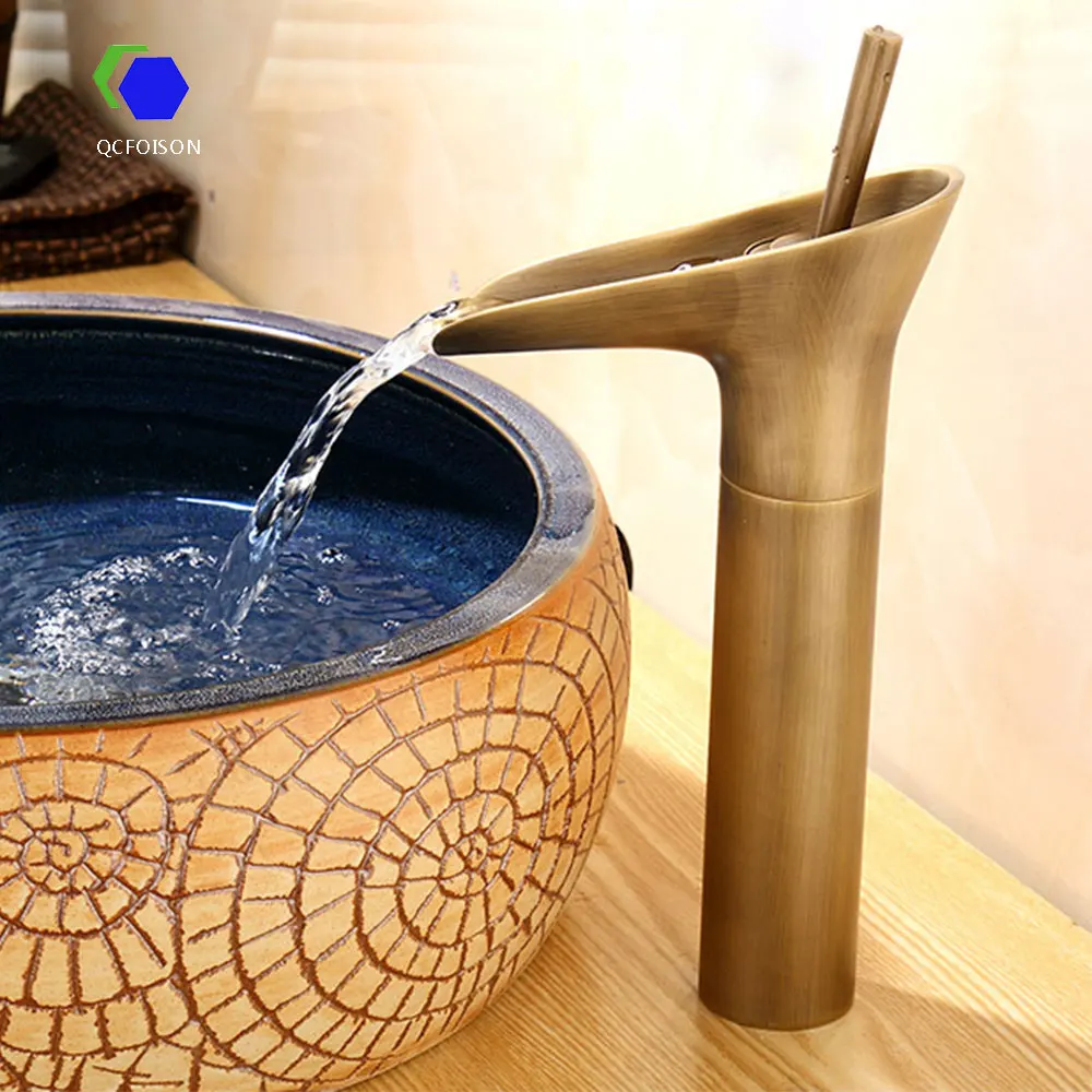 QCFOISON китайский классический черный кран Золотой смеситель для раковины