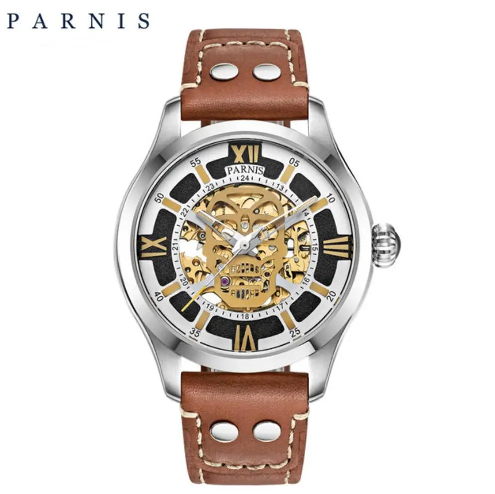 

Часы мужские механические с сапфировым стеклом, 42 мм, светящийся кожаный чехол