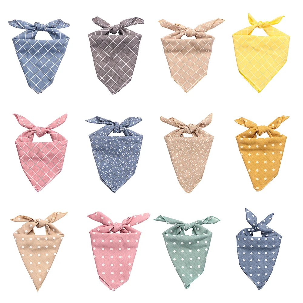 Банданы для домашних животных клетчатые хлопковые банданы в горошек собак