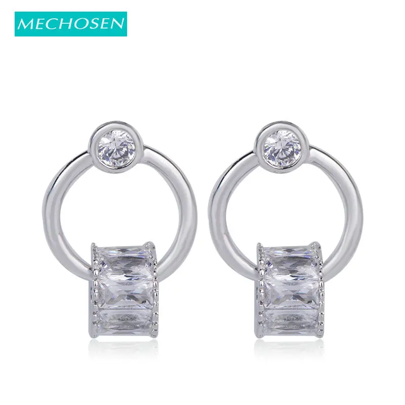 MECHOSEN изящные круглые маленькие Серебряная Сережка CZ Циркон простые Висячие