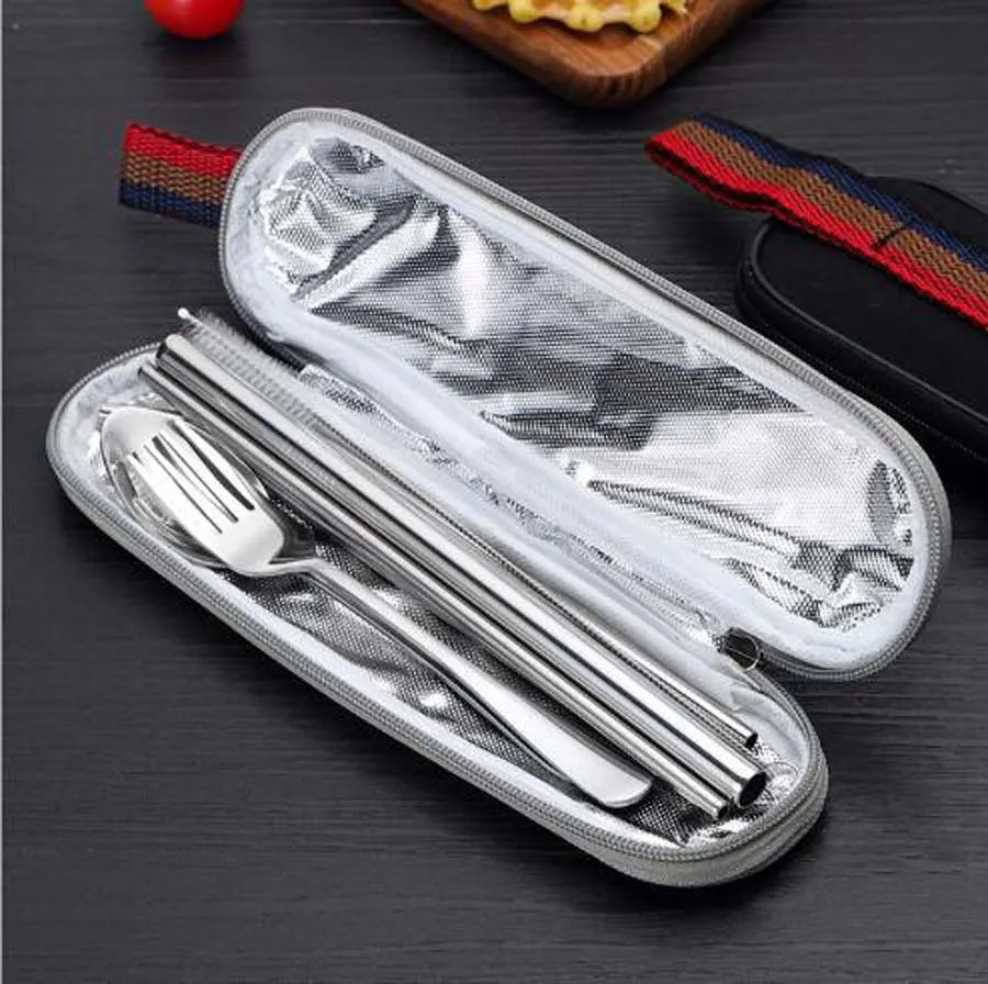 

8X Portable Stainless steel Travel Cutlery Set Flatware Set Knife Fork Spoon