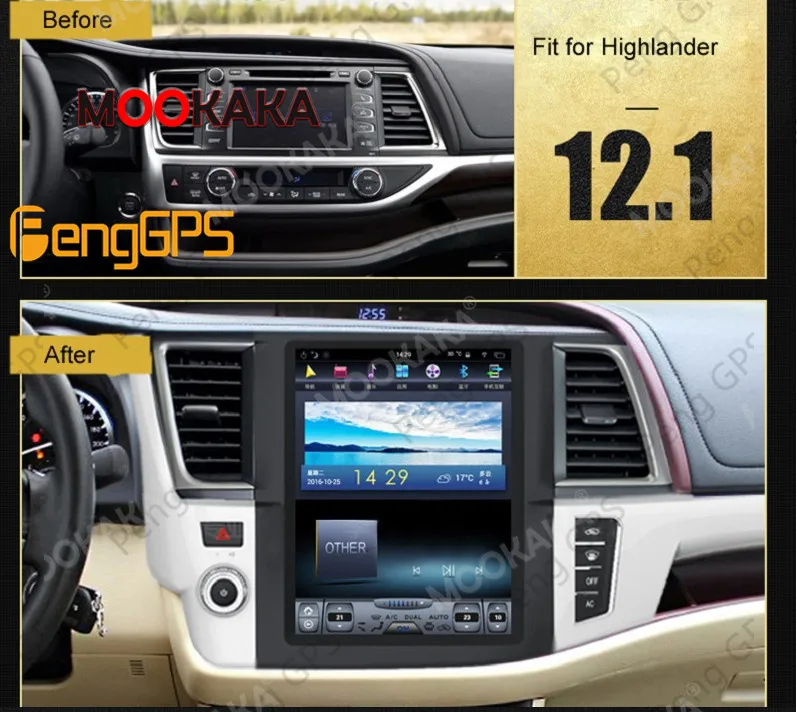 Головное устройство в стиле Tesla Android 9 0 64 ГБ для Toyota Highlander 2015-2017 аудио