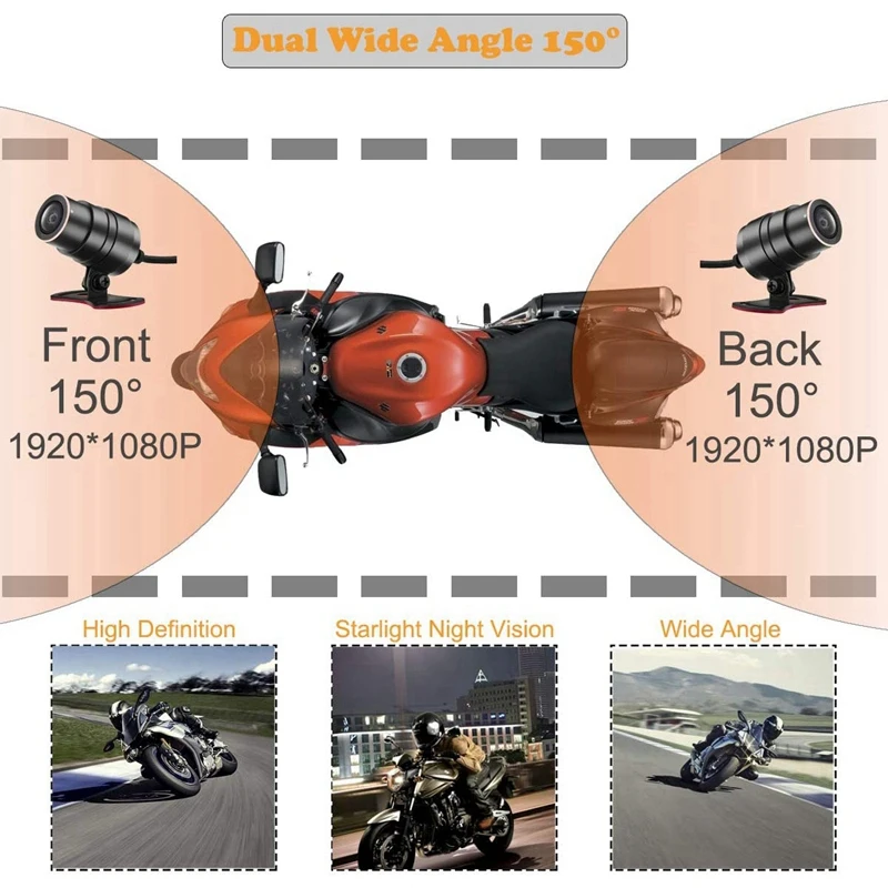 

Dash Cam Motorcycle DVR FHD 1080P Camera 3 Inch Recorder Box WiFi GPS Tracker Logger Waterproof