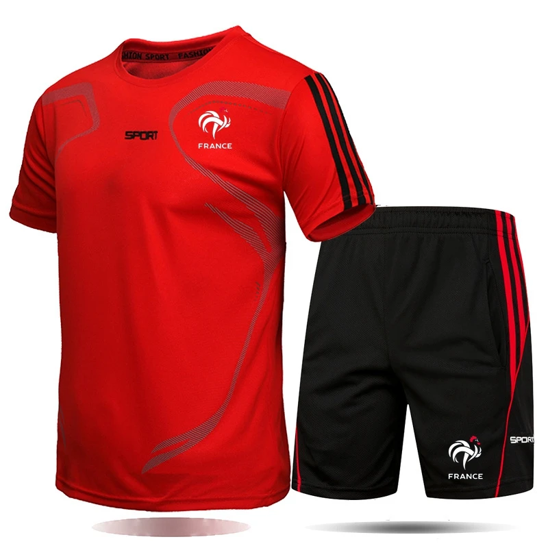 

Summer 2021 Men's Sets Printing Rooster Quick-Drying Sportswear Men's Fitness Leisure T-Shirt Suit 2-Piece Set 7 Sizes