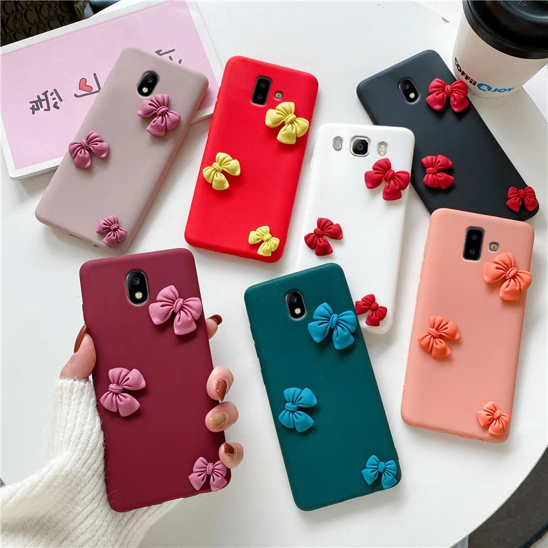 

3d Bowknot Silicone Phone Case On For Samsung Galaxy j7 j8 j6 a8 a6 j5 j4 j3 pro plus 2018 2017 2016 Soft Tpu Matte Back Cover