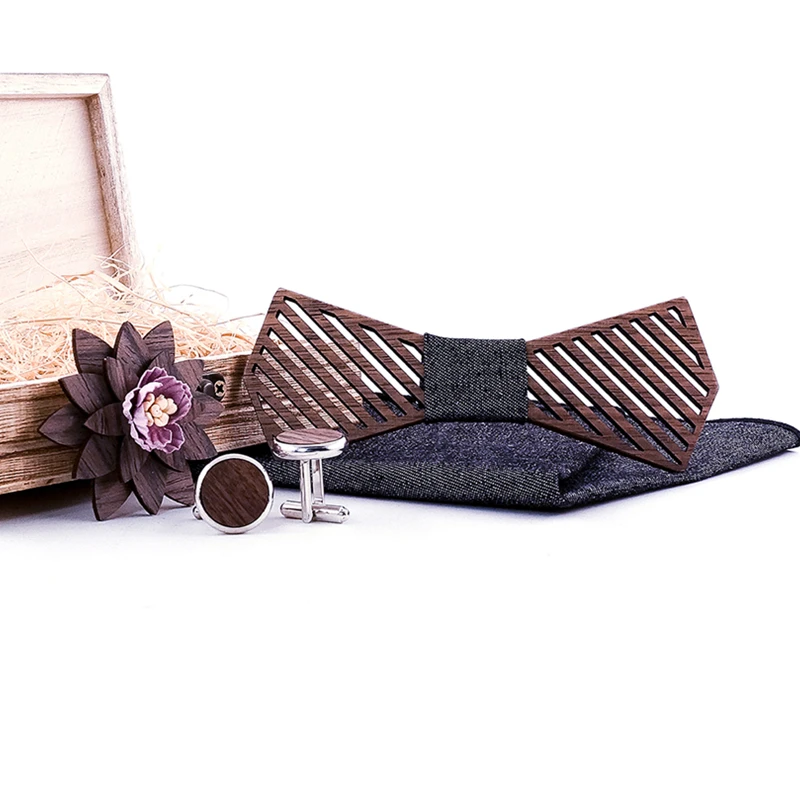 Набор полосатых деревянных галстуков бабочек мужской галстук бабочка