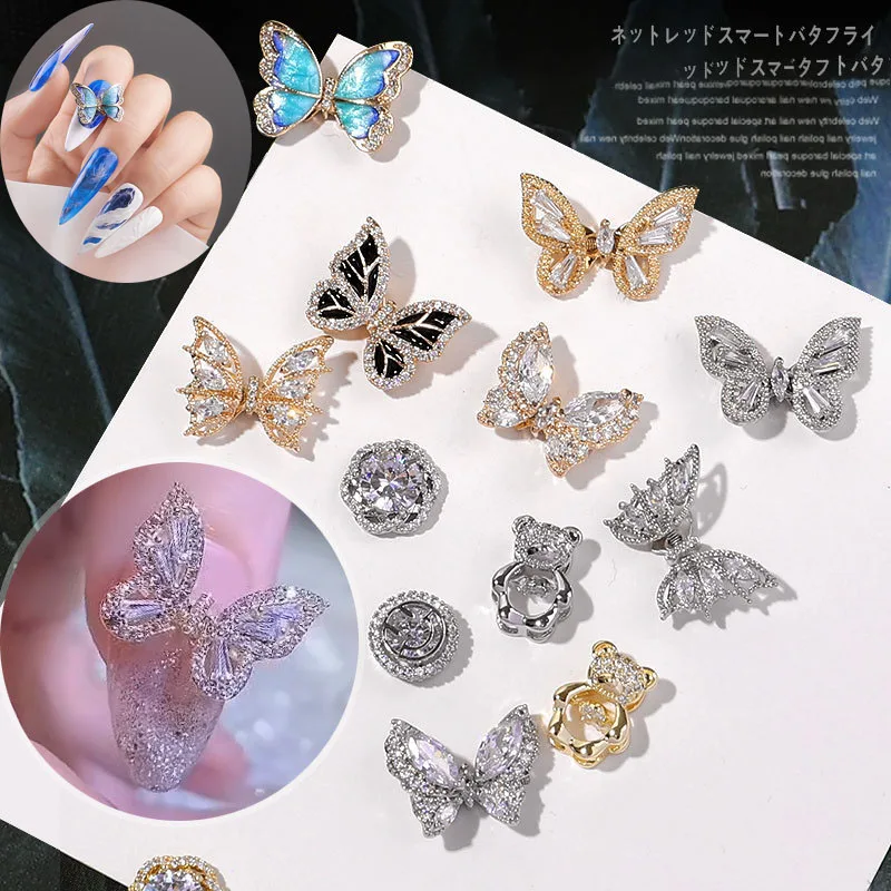 

Новинка 1 шт. ювелирные изделия 3D сплав Бабочка Дизайн ногтей циркон Жемчуг Металл маникюр ногти аксессуары для творчества украшение ногтей...