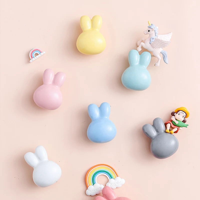 

Cute Bunny Cartoon Animals Kid's Children Room Ceramic Cabinet Knobs Wardrobe Handle PinkCupboard Handle For Cabinets and Drawer
