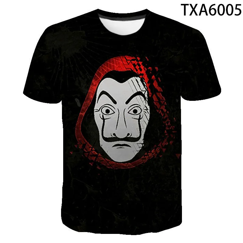 

3D Printed Streetwear T-shirt La Casa De Papel Short Sleeve Boy Girl Kids Fashion Men Women Children Casual Short Sleeve Tops