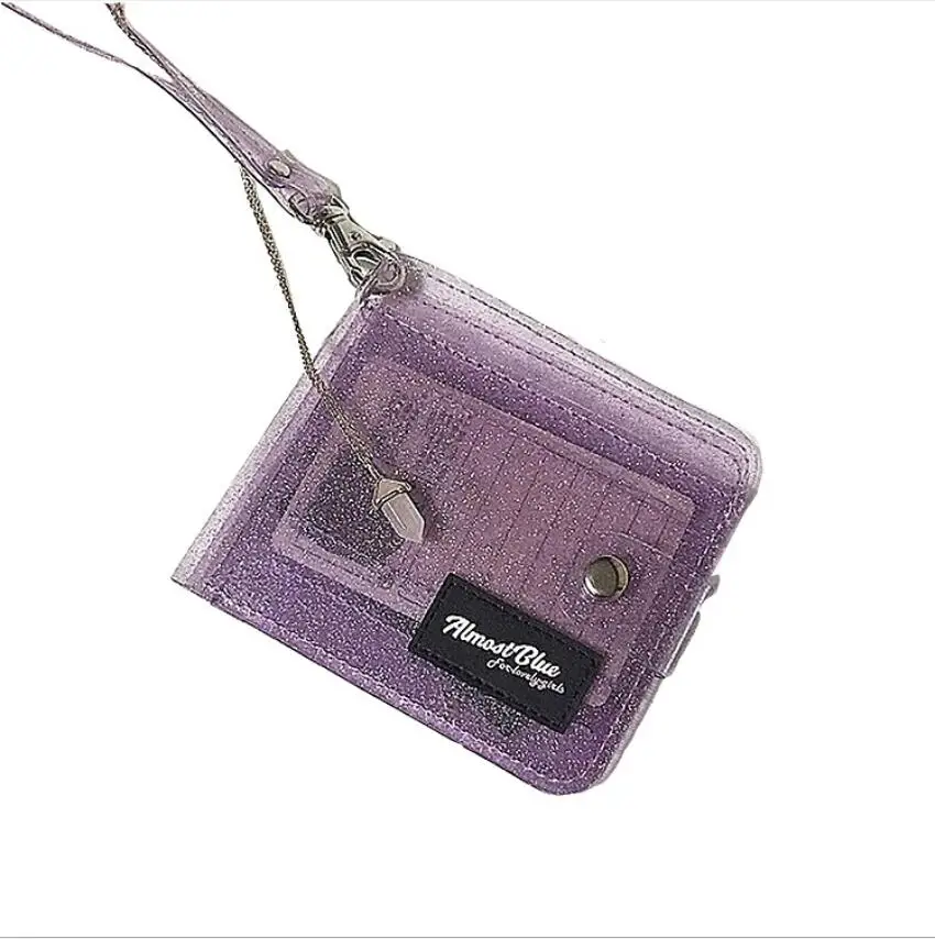 Милая лазерная прозрачная упаковка ID Держатель карты кошельки ПВХ складной