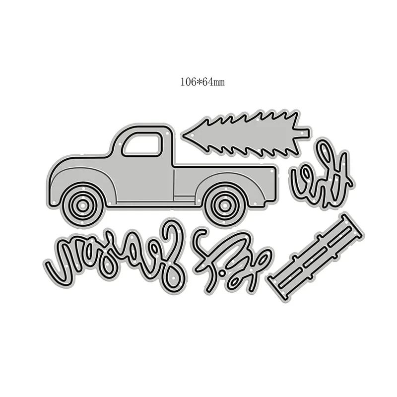 

New Tis The Season Tree Truck Car 2020 Metal Cutting Dies for DIY Scrapbooking and Card Making Decor Embossing Mold No Stamps