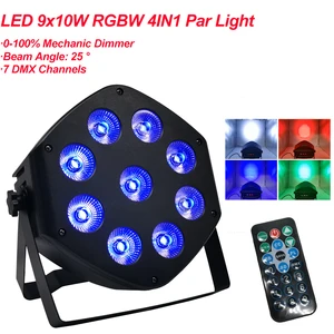 Светодиодный светильник для дискотек, 9x10 Вт, 4 в 1, 7 каналов, DMX 512