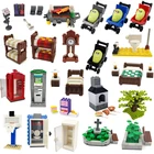 Городские часы книжки, кровать, банкомат, телефон, стол, детская каретка, туалет, книжная полка, пианино, модель, конструктор, игрушки для детей, подарки для детей