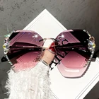 Солнцезащитные очки без оправы для мужчин и женщин, роскошные брендовые дизайнерские винтажные модные солнечные очки с градиентными линзами, с защитой от ультрафиолета, 2022