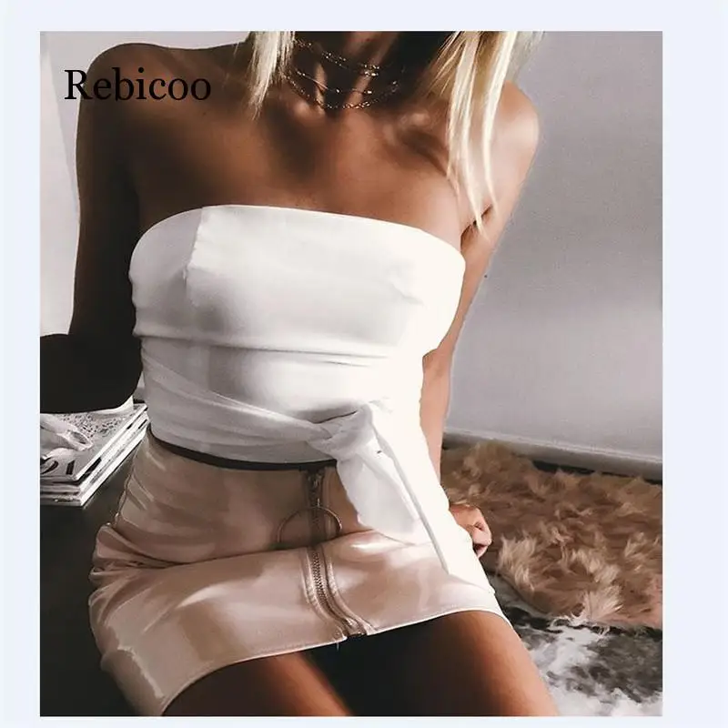 

2019 European and American women's ring zipper skirt high quality bright leather PU slim skirt