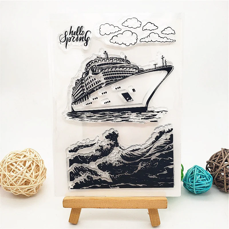 Круизный лайнер волны прозрачная печать 11x16 см Силиконовая ТПР Хэллоуин