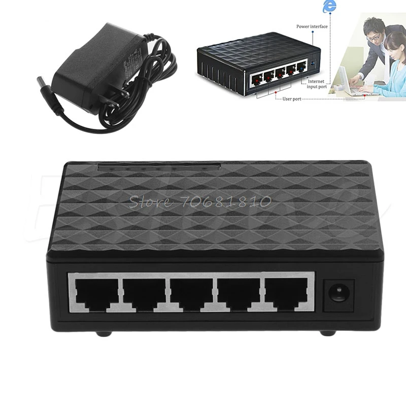 DC 5V 5 разъемное зарядное usb устройство для RJ 45 10/100/1000 Gigabit Ethernet сетевой коммутатор