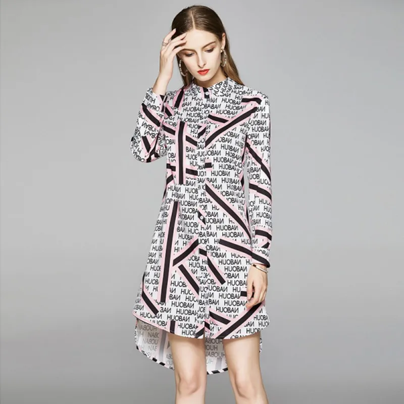 Летнее модное дизайнерское свободное платье для женщин в полоску с буквенным