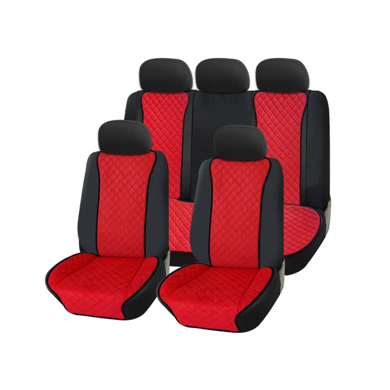 1 set red AUTOROWN Автомобильные накидки из искусственной замши Универсальный размер подходит для большинства машин Накидки на сиденье из алькантары 5 цветов Замшевые накидки в салон авто Аксессуары для интерьера 1 КОМПЛЕКТ - Название цвета: 1 set red