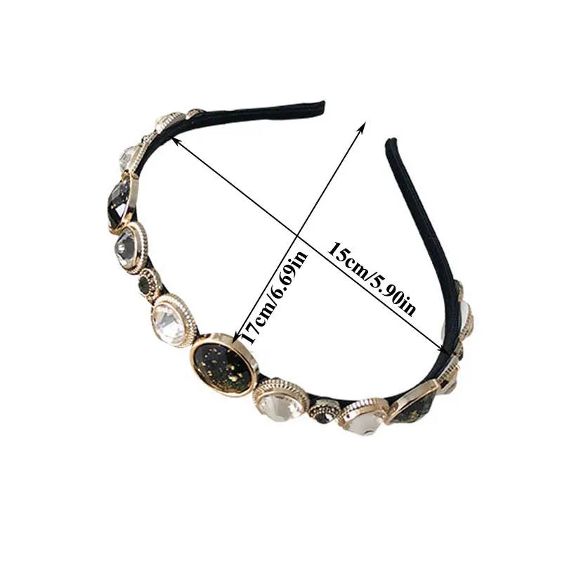 

Vintage Thin Side Hair Hoop Rhinestone Baroque Headband For Women Handmade Luxury Hair Accessories Girls Elegant Headwear